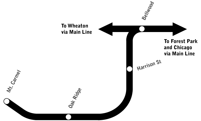 Mt. Carmel Branch route map